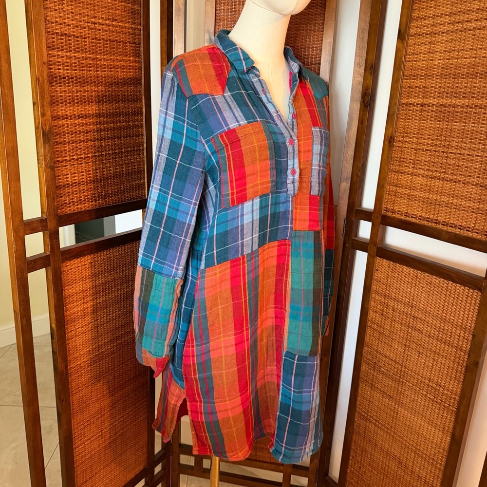 Sundance Restwell Patchwork Multicolor Plaid Shir… - image 4